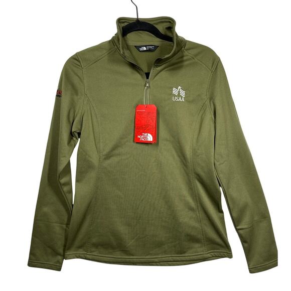 The North Face Women's Long Sleeve Tech 1/4 Zip Fleece Olive Green Size M USAA - Picture 1 of 11